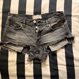 Distressed black / grey we the free fringe shorts 24